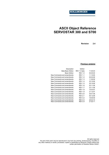 ASCII Parameters S300/700 - Maccon.de
