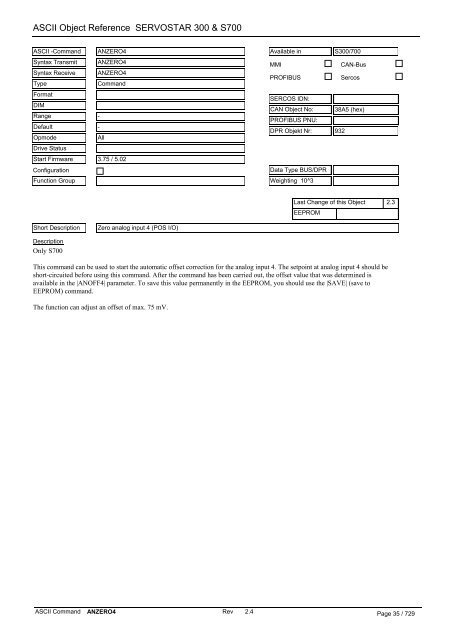 ASCII Parameters S300/700 - Maccon.de