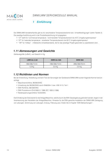 SWM - Sinus WechselrichterModul LWM - Lineares ... - Maccon.de