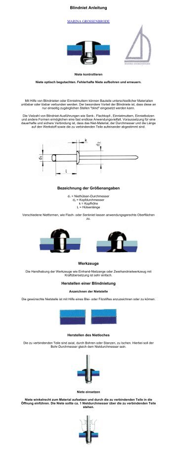 Blindniet Anleitung - MARINA Grossenbrode