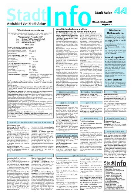 Amtsblatt "StadtInfo" der 7. Kalenderwoche (553 KB, pdf - Stadt Aalen