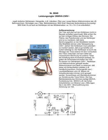 Nr. B049 Leistungsregler 2600VA 230V~ - Hinkel Elektronik