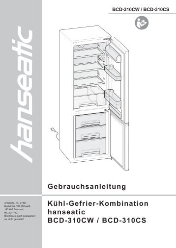 Gebrauchsanleitung Kühl-Gefrier-Kombination hanseatic BCD ...