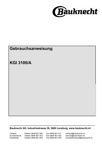 Gebrauchsanweisung KGI 3100/A - Bauknecht