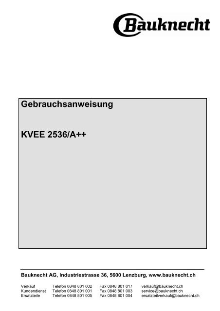 Gebrauchsanweisung KVEE 2536/A++ - Bauknecht-mam.ch