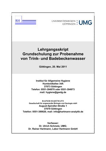 Lehrgangsskript Grundschulung zur Probenahme von Trink- und ...