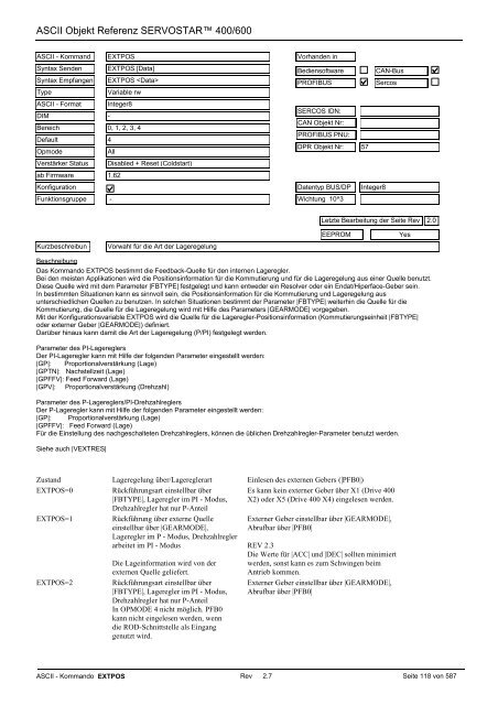 ASCII Parameter ServoStar400/600 - Maccon.de