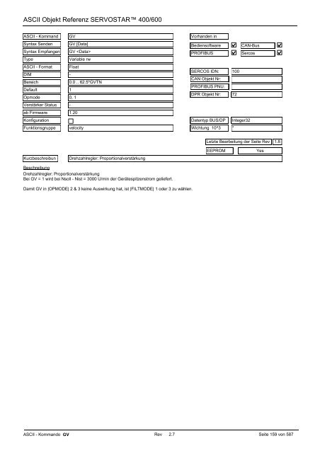 ASCII Parameter ServoStar400/600 - Maccon.de