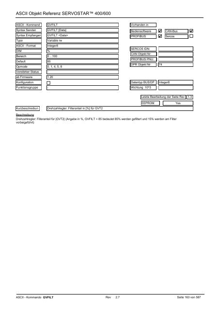 ASCII Parameter ServoStar400/600 - Maccon.de