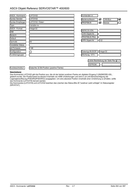 ASCII Parameter ServoStar400/600 - Maccon.de