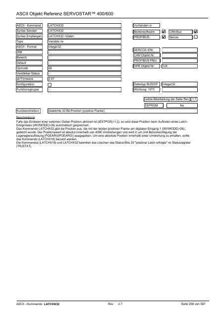 ASCII Parameter ServoStar400/600 - Maccon.de