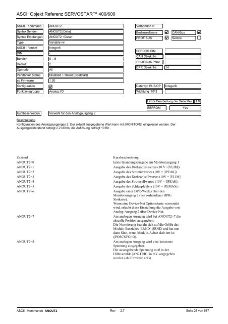 ASCII Parameter ServoStar400/600 - Maccon.de