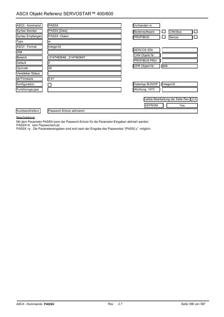 ASCII Parameter ServoStar400/600 - Maccon.de