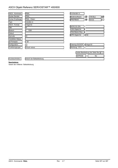 ASCII Parameter ServoStar400/600 - Maccon.de