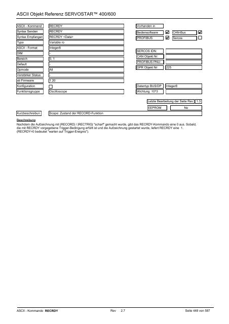 ASCII Parameter ServoStar400/600 - Maccon.de