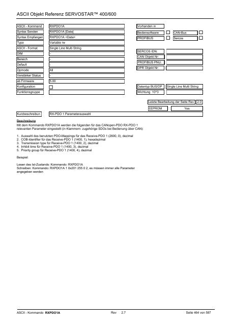 ASCII Parameter ServoStar400/600 - Maccon.de