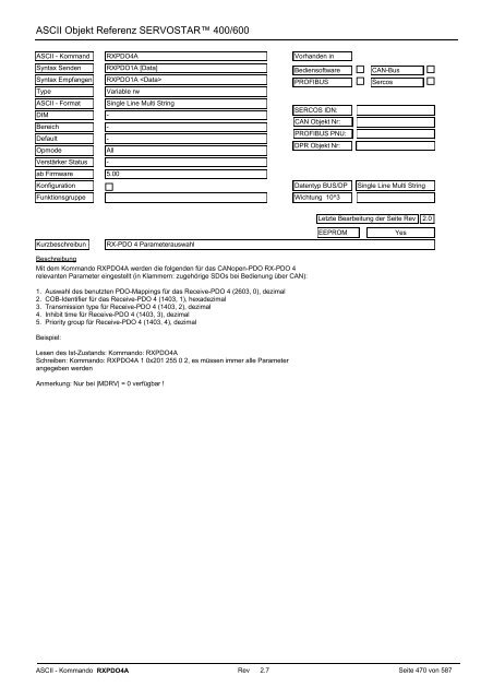 ASCII Parameter ServoStar400/600 - Maccon.de