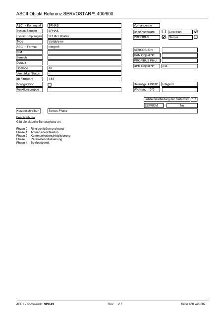 ASCII Parameter ServoStar400/600 - Maccon.de