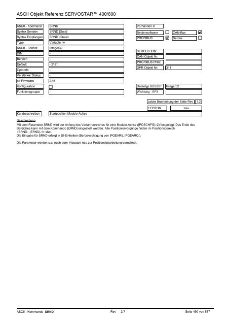 ASCII Parameter ServoStar400/600 - Maccon.de