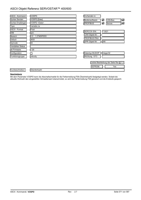 ASCII Parameter ServoStar400/600 - Maccon.de