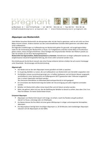 Abpumpen von Muttermilch - Hebammenpraxis Pregnant