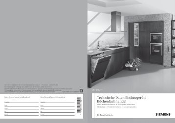 Technische Daten Einbaugeräte Küchenfachhandel - Siemens