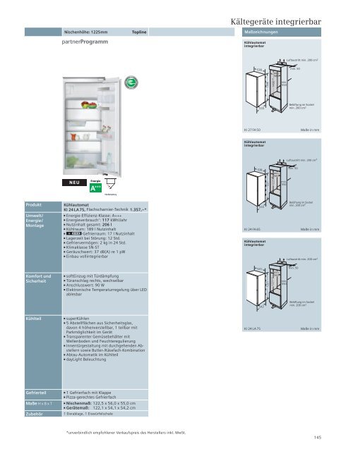 Einbaugeräte 2012/2013 Bevorratung - Siemens