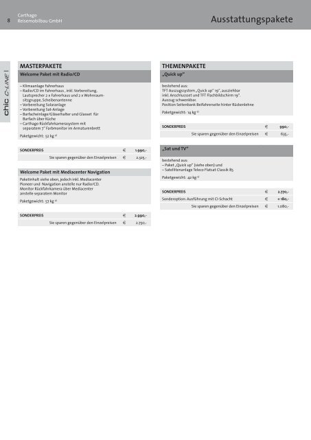 Ausstattung und Preisliste 2-2010 - Carthago Reisemobilbau GmbH