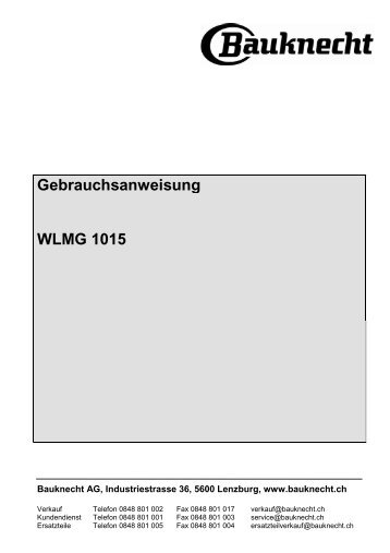 Gebrauchsanweisung WLMG 1015 - Bauknecht