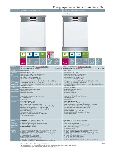 Verkaufshandbuch Einbaugeräte 2012/2013 - Siemens