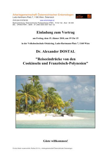 Einladung zum Vortrag Dr. Alexander DOSTAL "Reiseeindrücke von ...