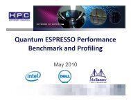 Quantum ESPRESSO Benchmark Profiling - HPC Advisory Council