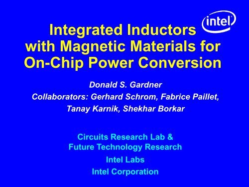 Integrated Inductors with Magnetic Materials for On-Chip ... - Hot Chips