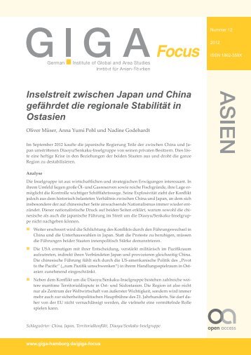 Inselstreit zwischen Japan und China gefährdet die regionale ...