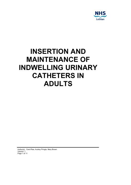 Infection control manual - NHS Lothian