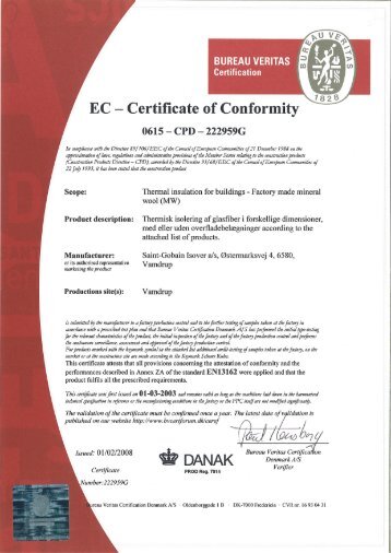 EC-Certifikat - Isover
