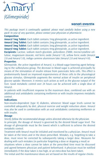 Amaryl (glimepiride) Leaflet - Sanofi