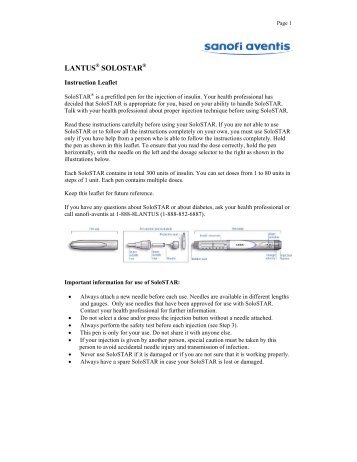 Lantus SoloSTAR - Sanofi Canada