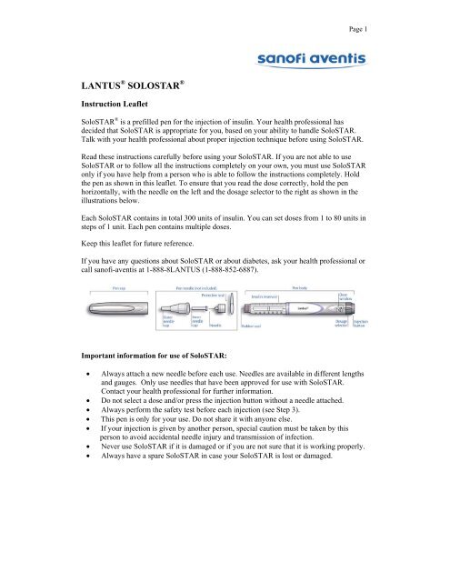 Lantus SoloSTAR - Sanofi Canada