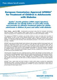 European Commission Approved APIDRA® for Treatment of ... - Sanofi