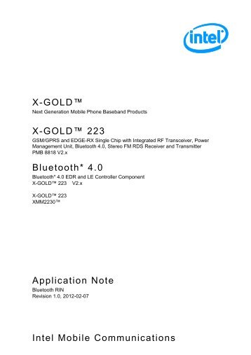 Intel Mobile Communications X-GOLD™ Application ... - Bluetooth.org