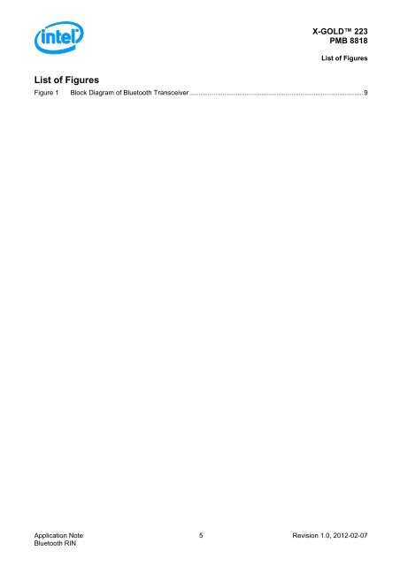 Intel Mobile Communications X-GOLD™ Application ... - Bluetooth.org