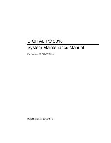 DIGITAL PC 3010 System Maintenance Manual - Digital Equipment ...