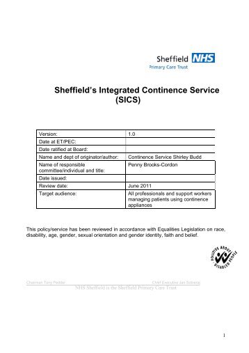 Sheffield's Integrated Continence Service(SICS) - NHS Sheffield
