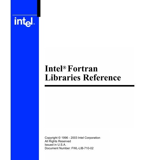 Intel® Fortran Libraries Reference NSCL docs page