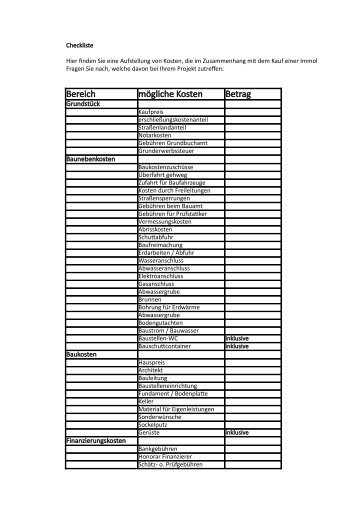 Checkliste herunterladen (PDF Datei) - markon-haus GmbH