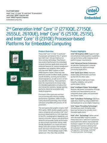 2nd Generation Intel Core i7 (2710QE, 2715QE, 2655LE ... - Silica