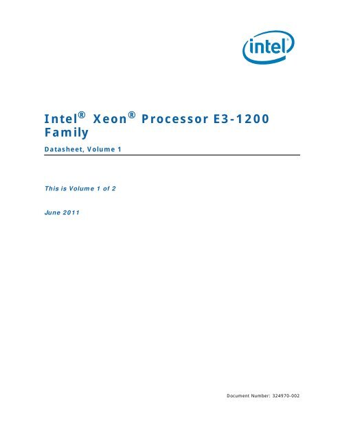 Intel Xeon Processor E3-1200 Family