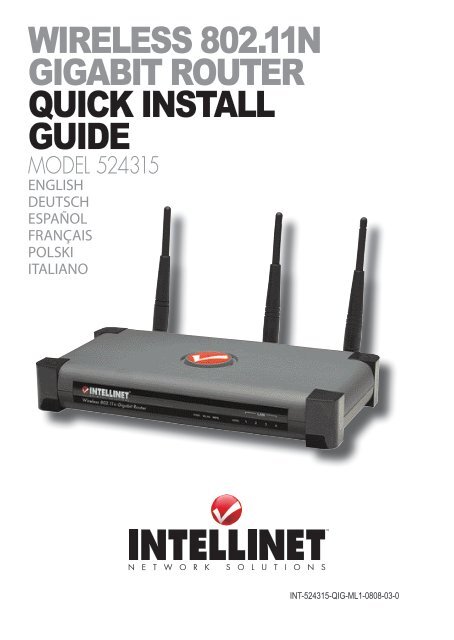 WIRELESS 802.11N GIGABIT ROUTER QUICK INSTALL GUIDE