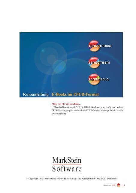 Kurzanleitung E-Books - MarkStein Software